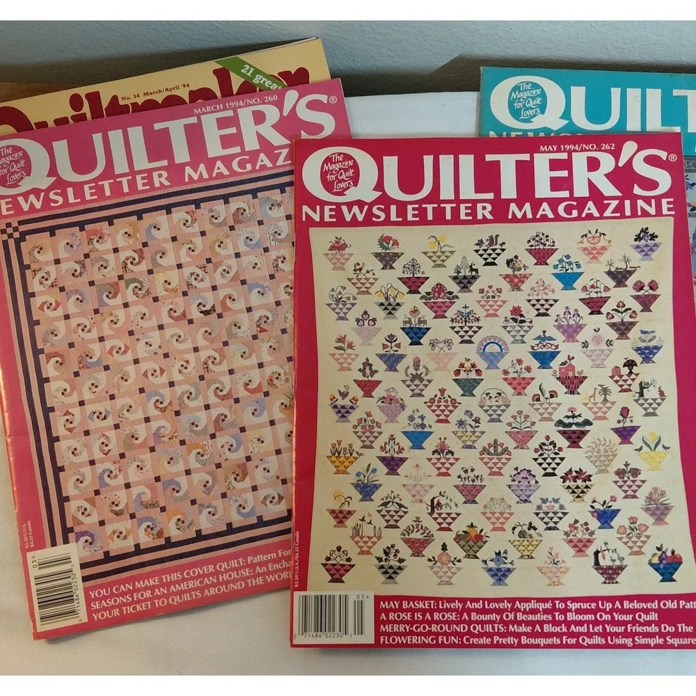 Lot of 5 Vintage Quilt Magazines Quiltmaker & Quilter's Newsletter 1994 Patterns
